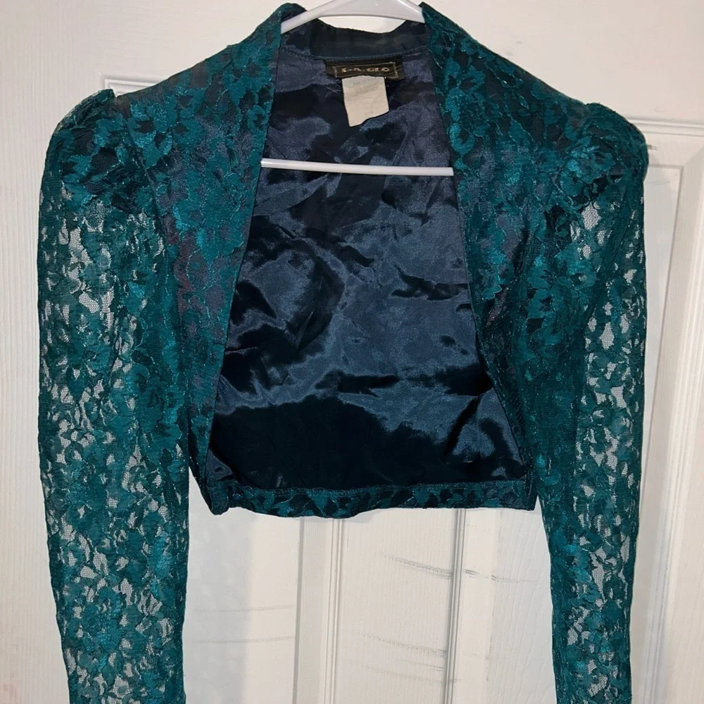 L.A Glo Teal Lace Bomber Jacket
